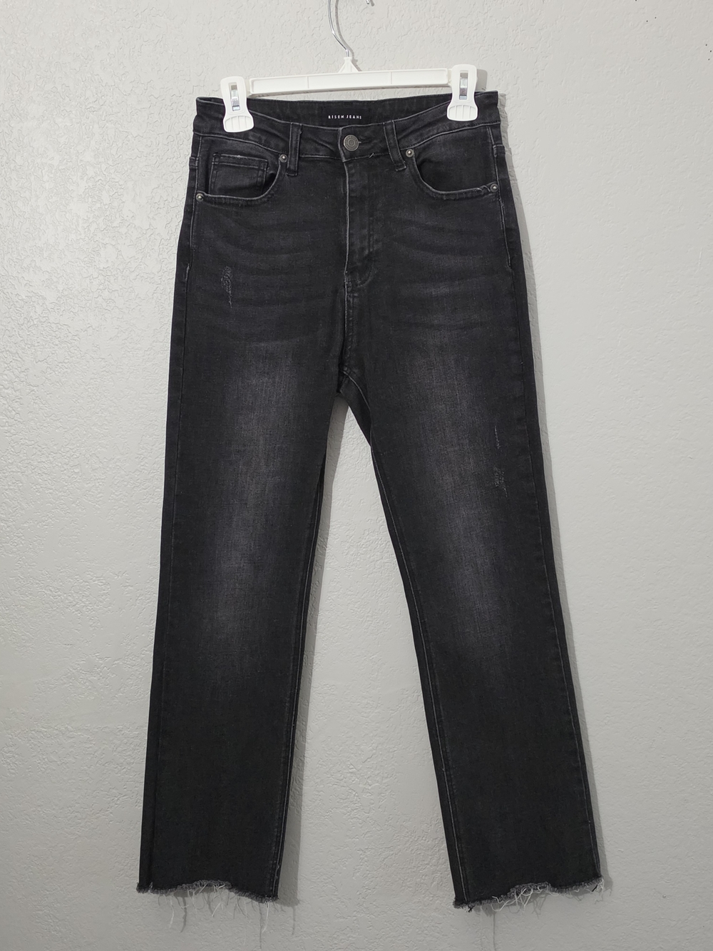 Risen Jeans High Rise Black Straight Ankle Jeans Stretch Denim Womens 7/28